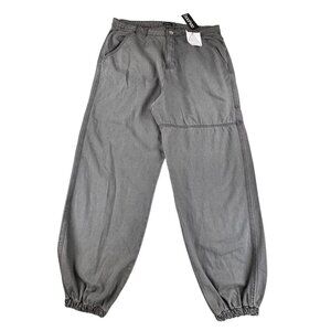 Boohoo Pants Plus Mid Rise Utility Denim Grey Joggers Size 20 NWT